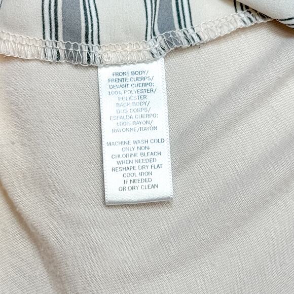 LOFT Tan & Gray Striped Short Sleeve Blouse - XL - Picture 6 of 6